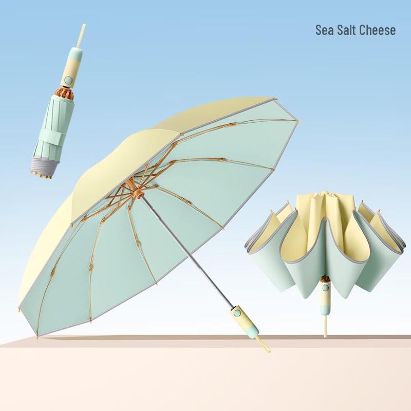 Automatic Tri-Fold 10-Rib Reverse Sun Rain Umbrella