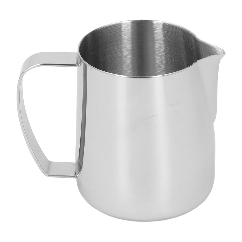 Milk Frothing Pitcher Thickened Stainless Steel Tip Mouth Milk Frother Cup Milk Steaming Pitcher 450ml Silver