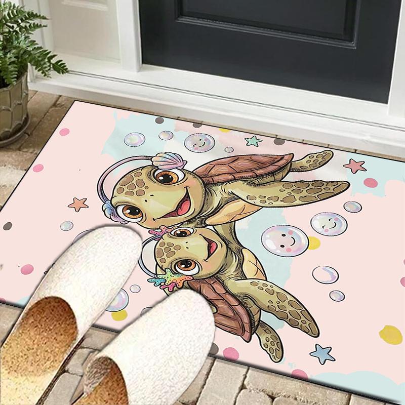 Underwater Two Sea Turtles Office Rug Chair Mat, Entryway Carpet, Suitable for Front Door, Bedroom, Living Room, Desk, Holiday Gift