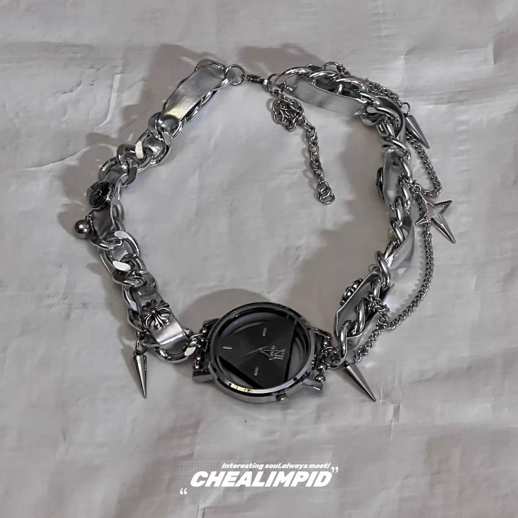 Nischdesign Tidvisare Crowe Metall Läder Halsband Personligt Flickhalsband