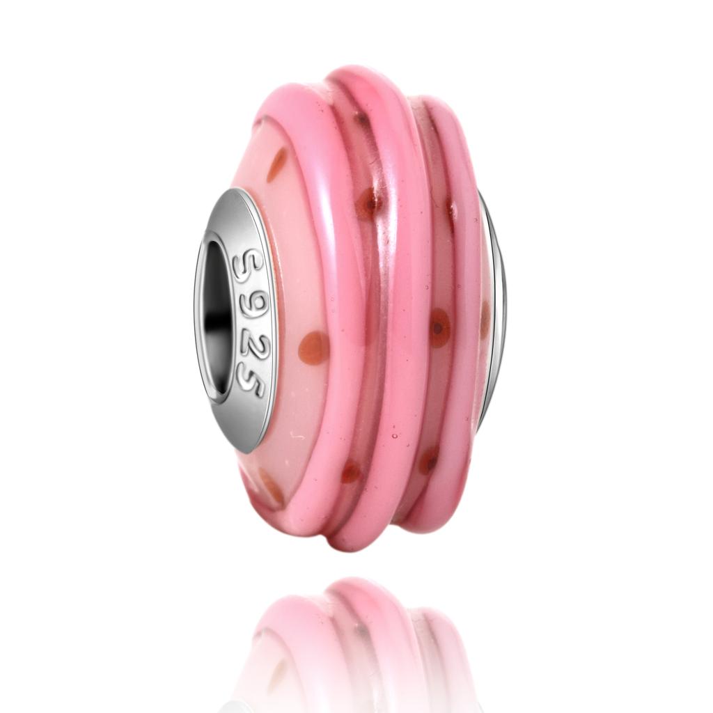 Murano Glass Collection Copper MultiColor Blue Bump Charm Fits Bracelets Women Exquisite Jewellery Accessories Gifts