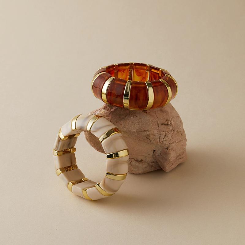 Bohemian Acrylic Elasticity Bracelet Exaggerate Women Simple Geometric Cuff Jewelry  Accessories