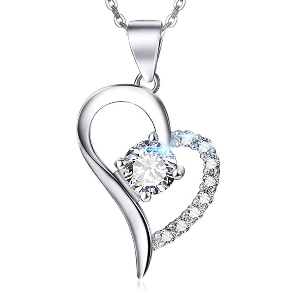 Simple Open Heart Pendant Necklace Anniversary Gift