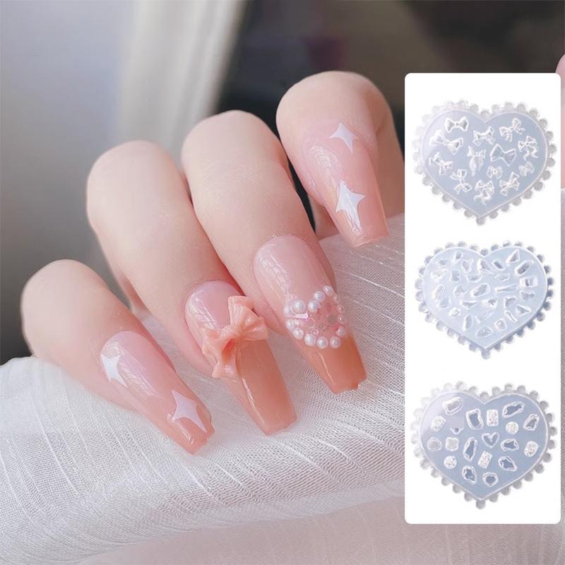1Pcs 3D Bow Tie Nail Art Heart Shape Silicone Mold Star  Shape Mold Templates Gel Print Stencils Manicure Decoration