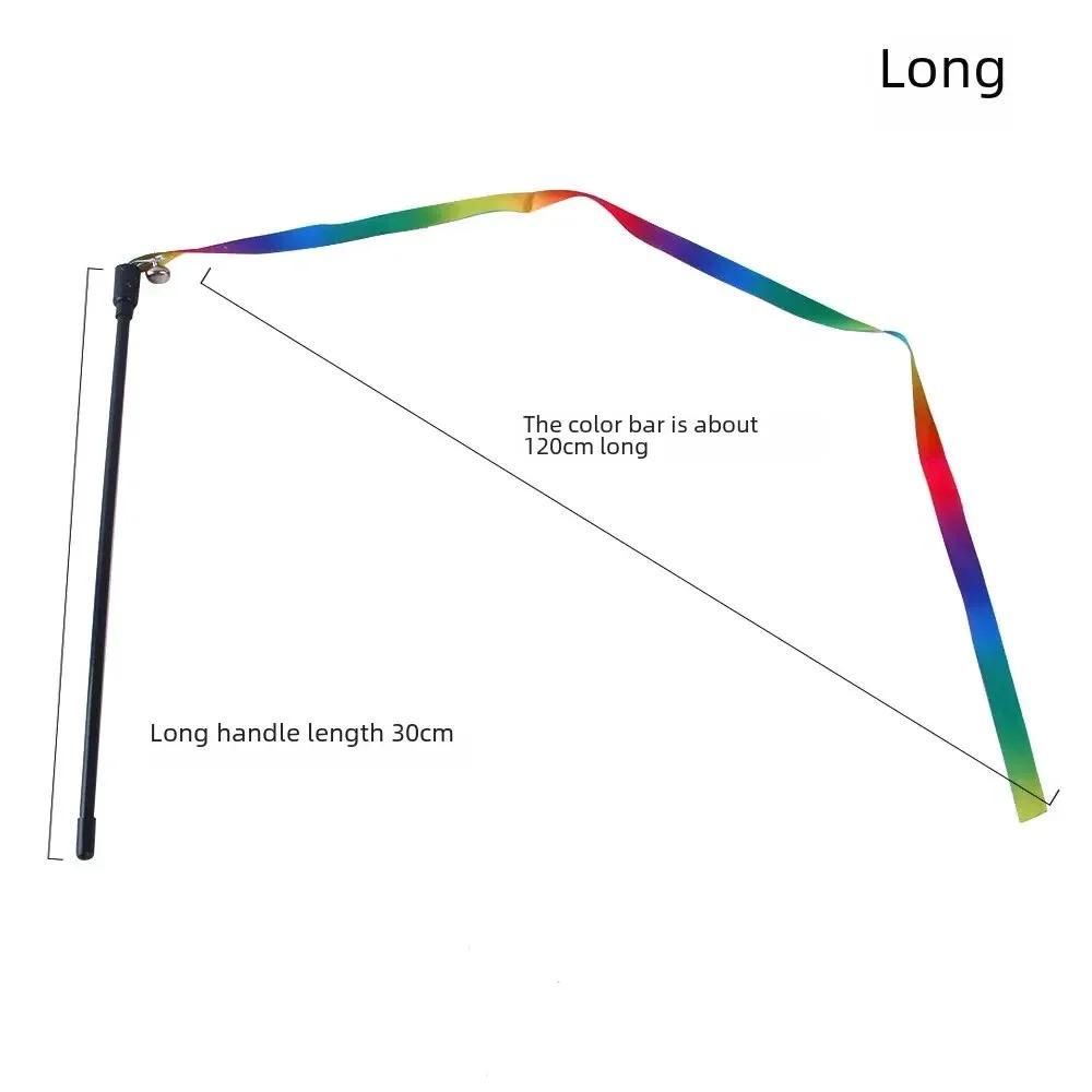 Rainbow Double Sided Cat Wand Toy Long Stick Durable Interactive Teaser Stick Bite Resistant Flexible Play Toy For Kitten Cats
