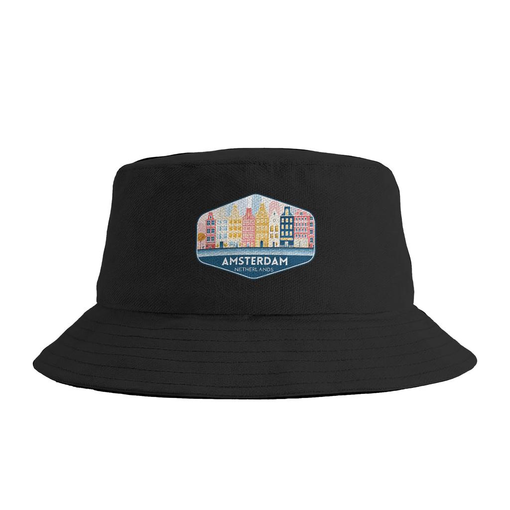 Amsterdam The Venice of the North Bucket Hat Outdoor FisherUnisex Caps Portable Hunting Sunscreen Hats For Unisex Graphic Cap