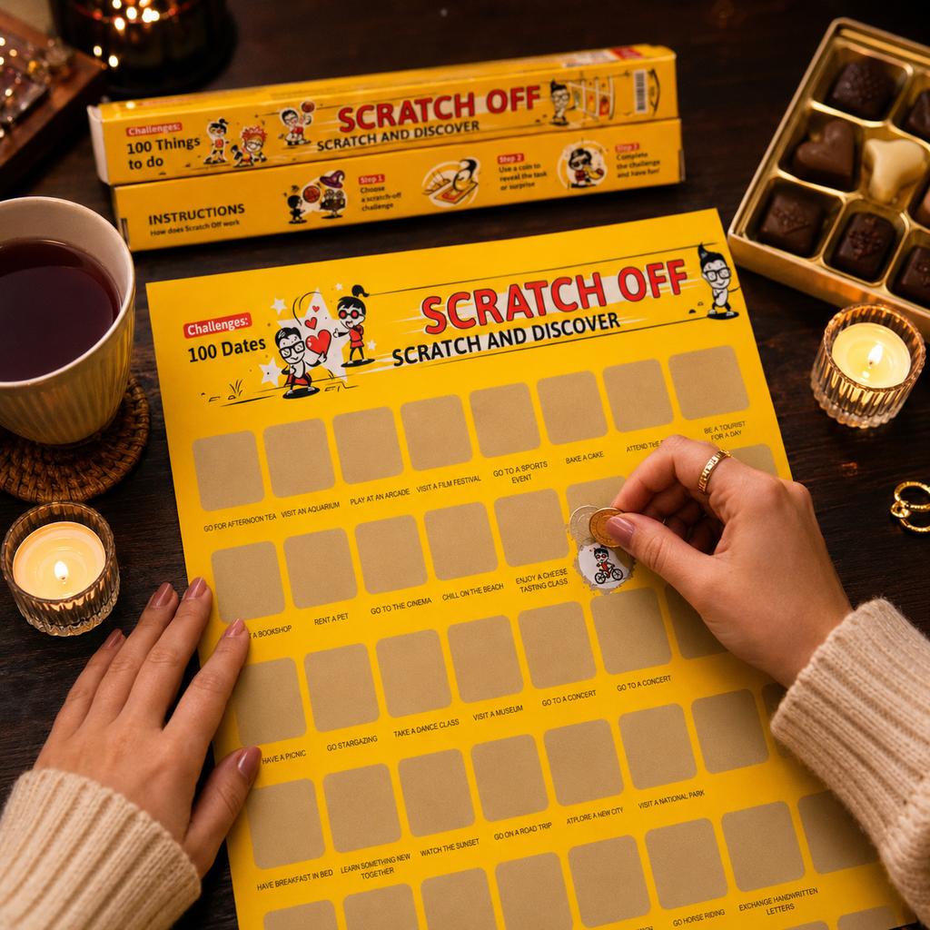 Scratch Off 100 Dates - Plakat Zdrapka Z Pomysłami Na Randki A2