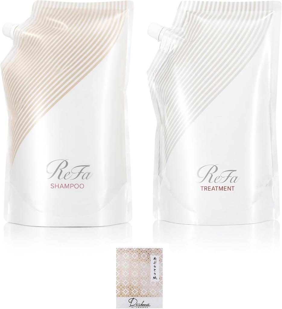 ReFa BEAUTECH Shampoo Treatment Set with Original & (500g Each) Oil-blotting Paper. (Dr.chronus)