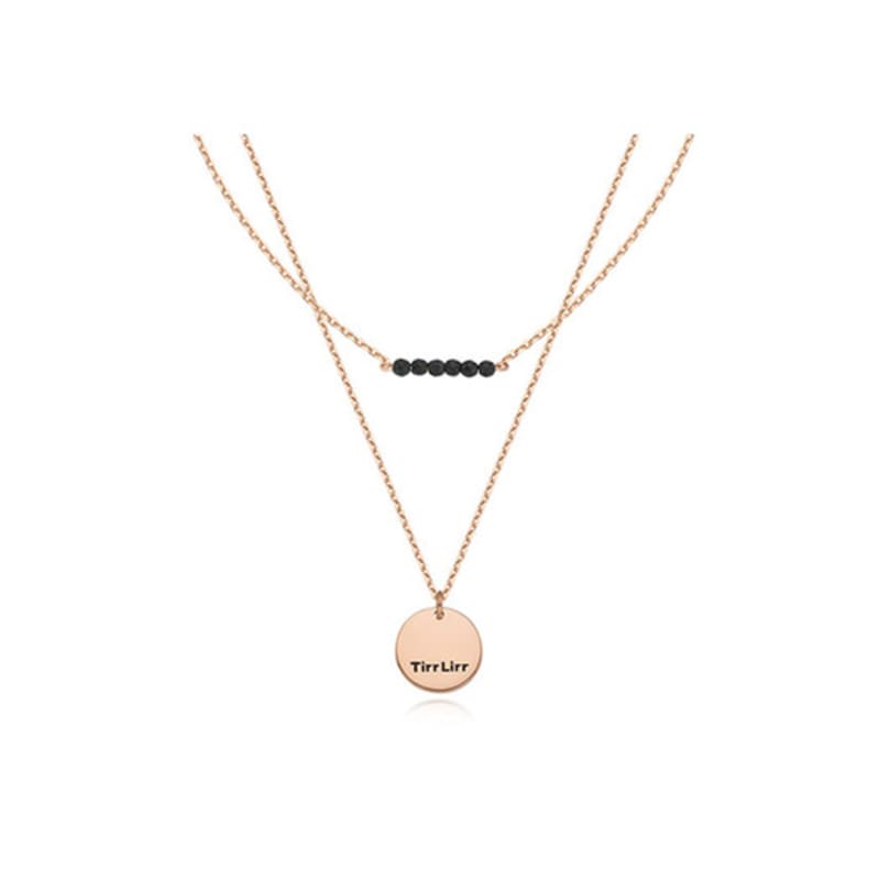 

Tirr Lirr Natural Gemstone Black Spinel Silver Pink Necklace TNSSVP13459M single type