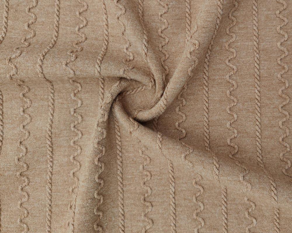Knitted Stretch Wave Stripe Cable Knit Jacquard Fabric Casual Top Set