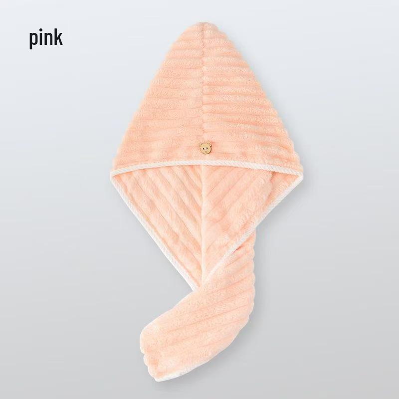 

Coral Fleece Quick-Dry Hair Towel Cap - Super Absorbent Candy Stripe Shower Cap 40x60 (opp bag) розовый