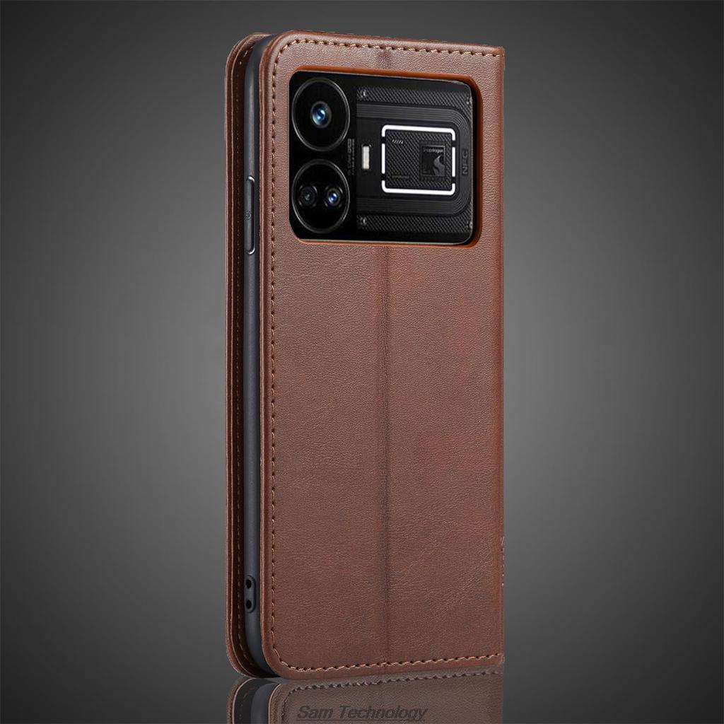 Magnetic attraction Leather Case for OPPO Realme GT5 / Realme GT5 240W Holster Flip Cover Case Wallet Phone Bags Fundas Coque