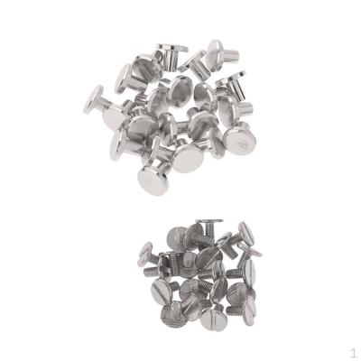 20 Sets 8mm Round Rivet Screw Studs Chicago Leather Craft Silver