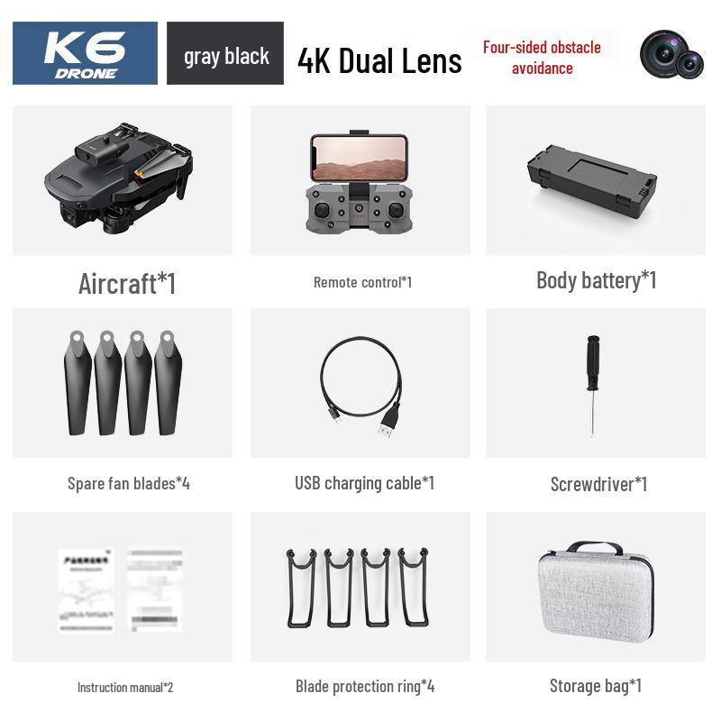 TikTok Drone: K6 Folding Remote-Control Plane with 4K Camera & Four-Sided Obstacle Avoidance.