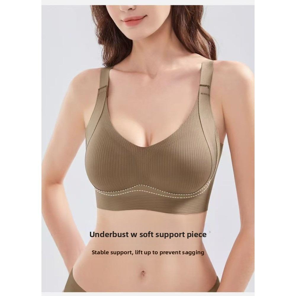 Plus Size Seamless Bra Women Large Bust Gathering Sports Bra Invisible Wireless Underwear