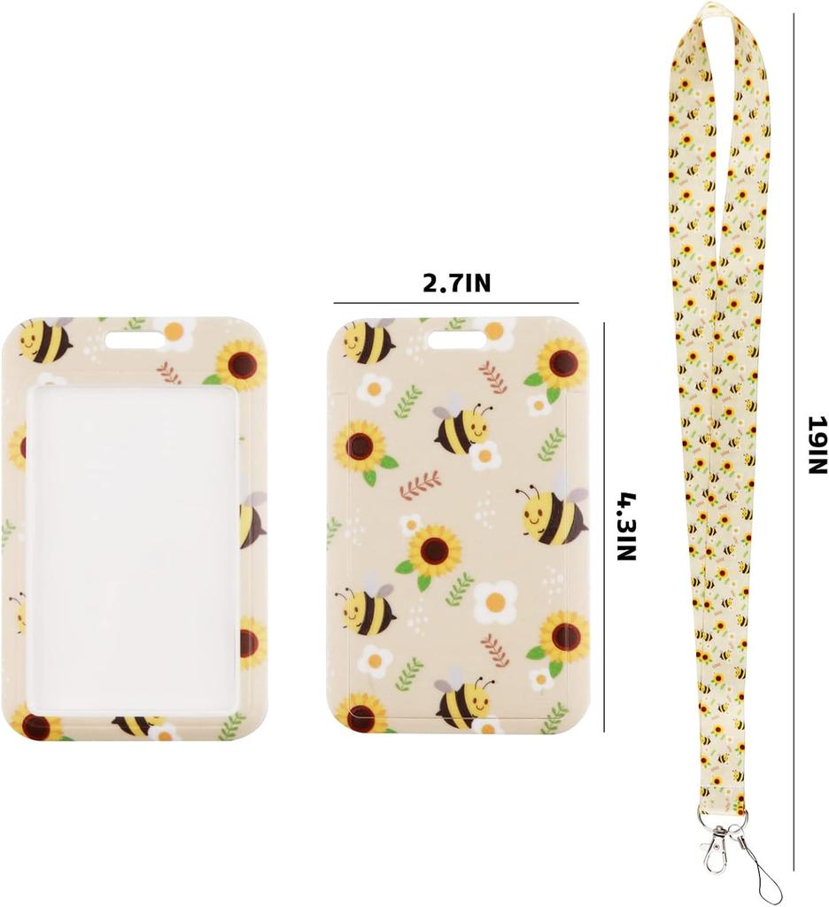 Cute Lanyards with ID Badges Aesthetic Neck Lanyard ID Holder Kawaii Keychain Lanyard for Girls Women Kids