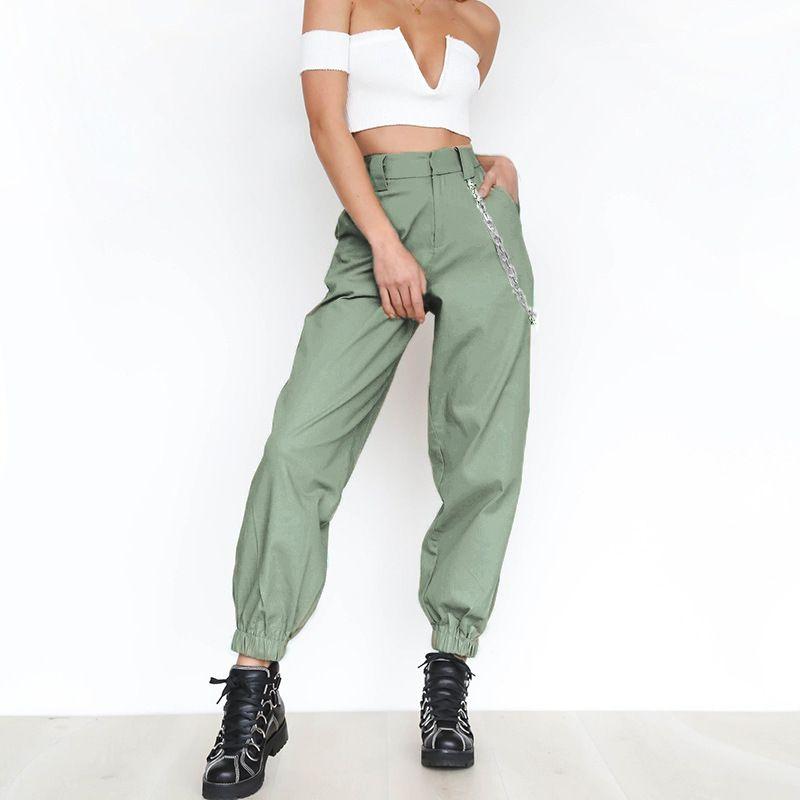 

Fashion Woman Camo Pants Women Cargo High Waist Pant Trouser green green S