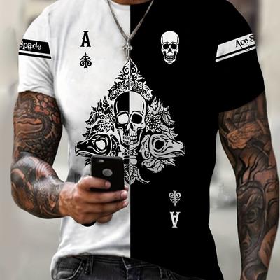 Plus Size Men's Graphic Print Skull Short Sleeve T-Shirt Casual Summer Tees Men Clothing Summer Vacations
