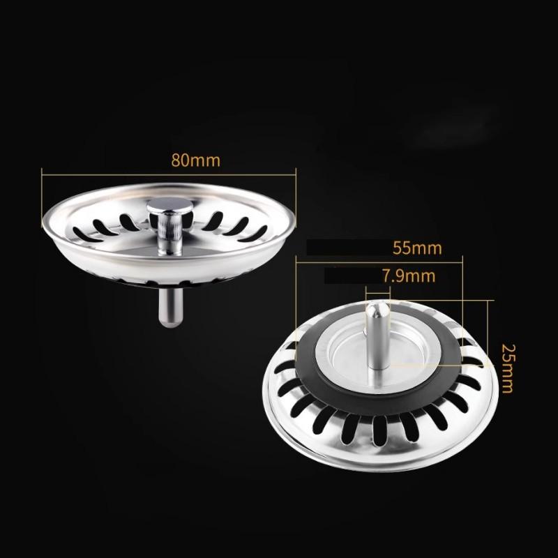 1 PCS Waste Plug Premium Kitchen Sink Strainer Replacement Basin Drain Filter Stainless Steel 80mm Sizes Fixing Pin