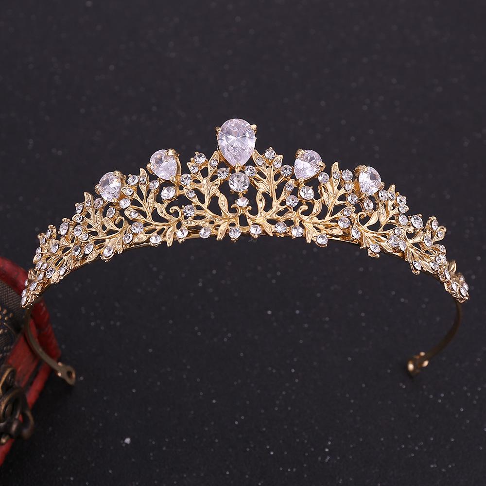 Nova chegada deslumbrante vintage garra configuração folha zircão cúbico casamento tiara cz nupcial rainha princesa concurso festa real coroa