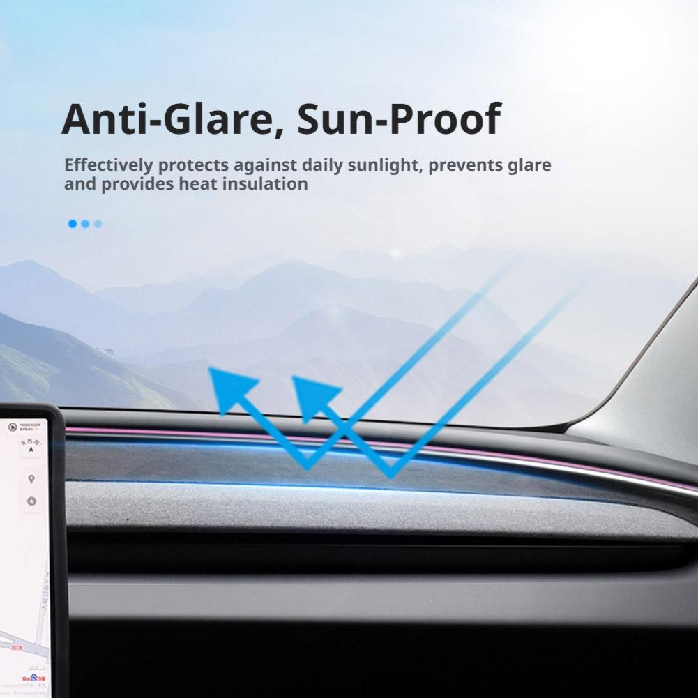 Dashboard Light Shielding Mat For Tesla Model Y Juniper 2026 2025 Dashboard Cover Pad Suede Sunshade Protector Car Accessories