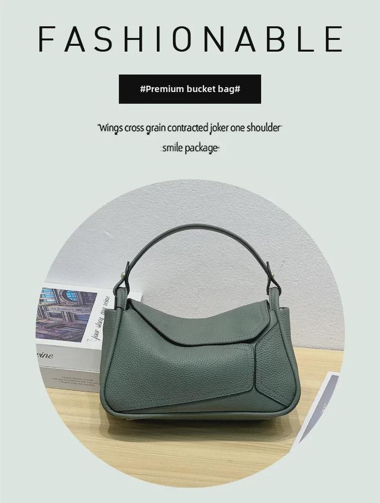 Bolsa Feminina Versátil e Fashion de Couro de Vaca de Ombro Único para o Outono de 2024