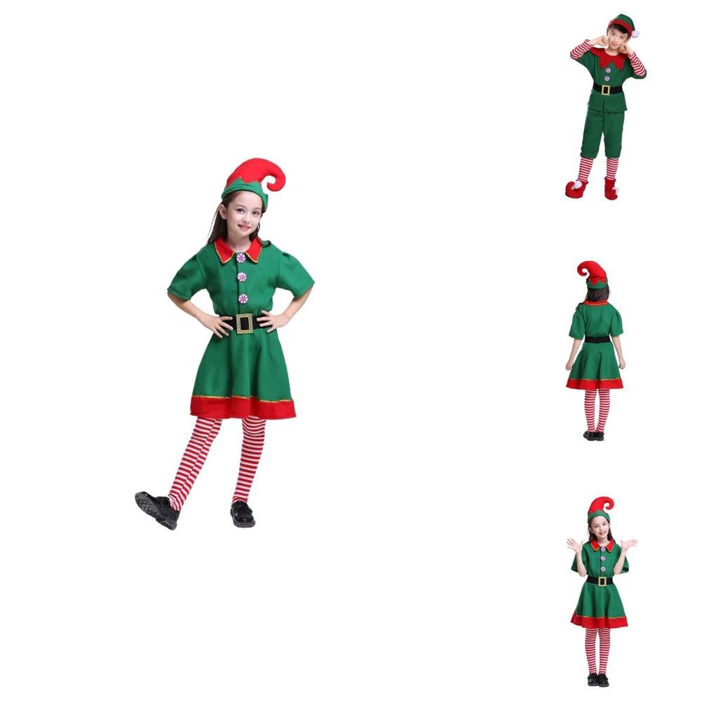 Delightful Christmas Elf Cosplay Costume Couple Outfit For Fancy Dress Xmas Party Role Play