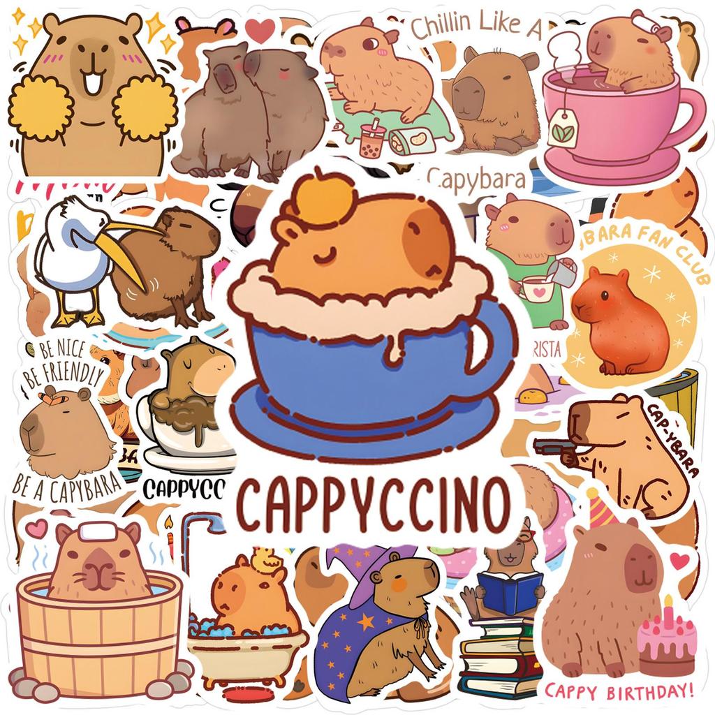 Capybara Stickers: 120 Cute Cartoon Designs for Journals and Water Bottles, Waterproof and Durable.