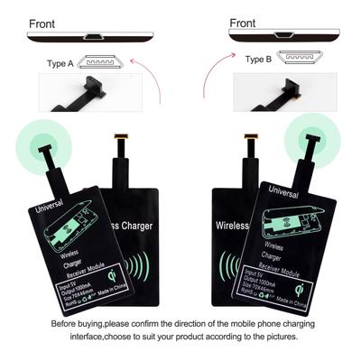 Ricevitore di ricarica Qi wireless USB di tipo C portatile appiccicoso per telefoni di moda per Android