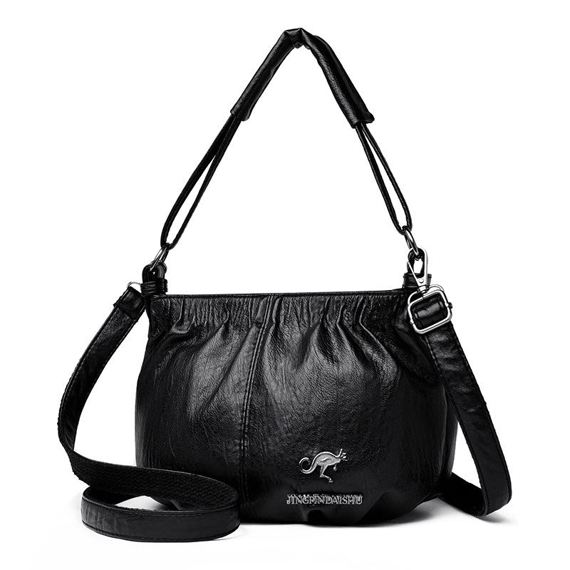 

Ретро сумка, высококлассная сумка-мессенджер, универсальная модная сумка для мамы через плечо, средняя женская сумка-ведро через плечо чёрный