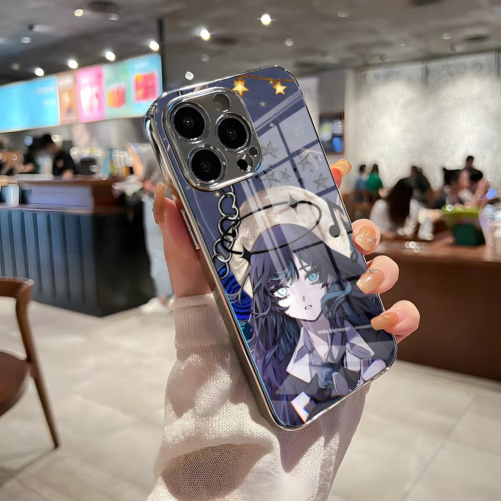 

Cute A-Ado Phone Case For IPhone 17 Pro Max 15 Pro 16 14 Plus 12 13 Mini 11 Pro Shockproof Electroplated Glass Cover iPhone 15 Plus