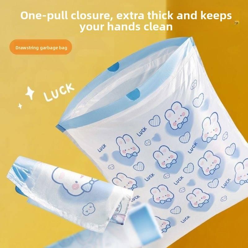 Pe Drawstring Trash Bag For Home Use With Thick Material And Rabbit Print Design