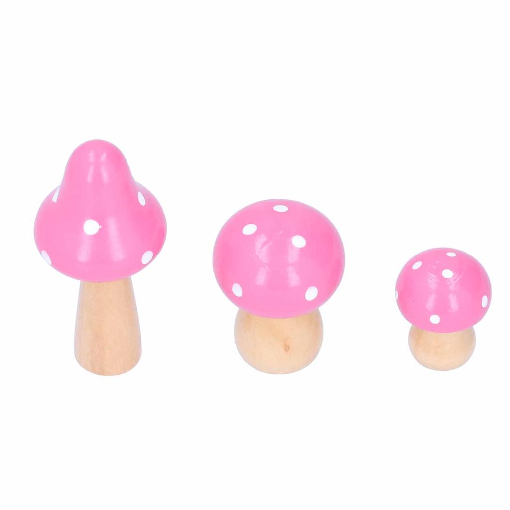 3PcsCelsiusSet Mushroom Crafts Innovative Cute Wooden Ornaments   Desktop Decoration