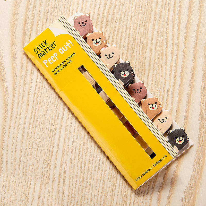 1 Pcs Kawaii Stationery Cartoon Animals Marker Memo Pad Sticky Bookmark Flags Index Tab Sticky Notes Label Paper Stickers