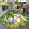 1 Stück Dschungeltiere Rutschfester Runder Teppichboden, Büro, Familie, Schlafzimmer, Großer Teppich für Innenbereiche, Lebendige Farben-Z0446