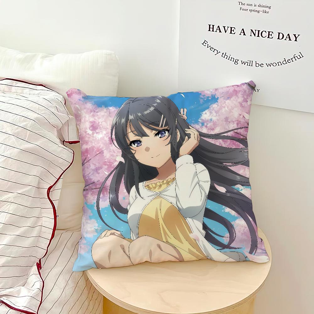 anime girl s-Sakurajima Mai cushion cover Comfortable soft Pillow Case for Sofa Living Room Home office Decor Protective Covers