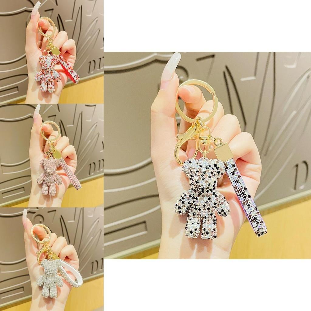 Adorable Sparkling Bear Keychain Cute Rhinestone Decor For Students And Couples