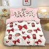 3Pcs Pink Bow Printed Coreless Blanket Set, Multi Size Bedroom And Dormitory Bedding Decoration, Soft And Machine Washable