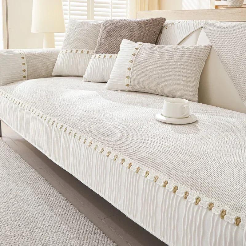 

1 шт. Чехол на диван из шенилла Домашний декор Противоскользящая подушка для дивана Накидка для гостиной Универсальное L-образное диванное полотенце-протектор 70x70