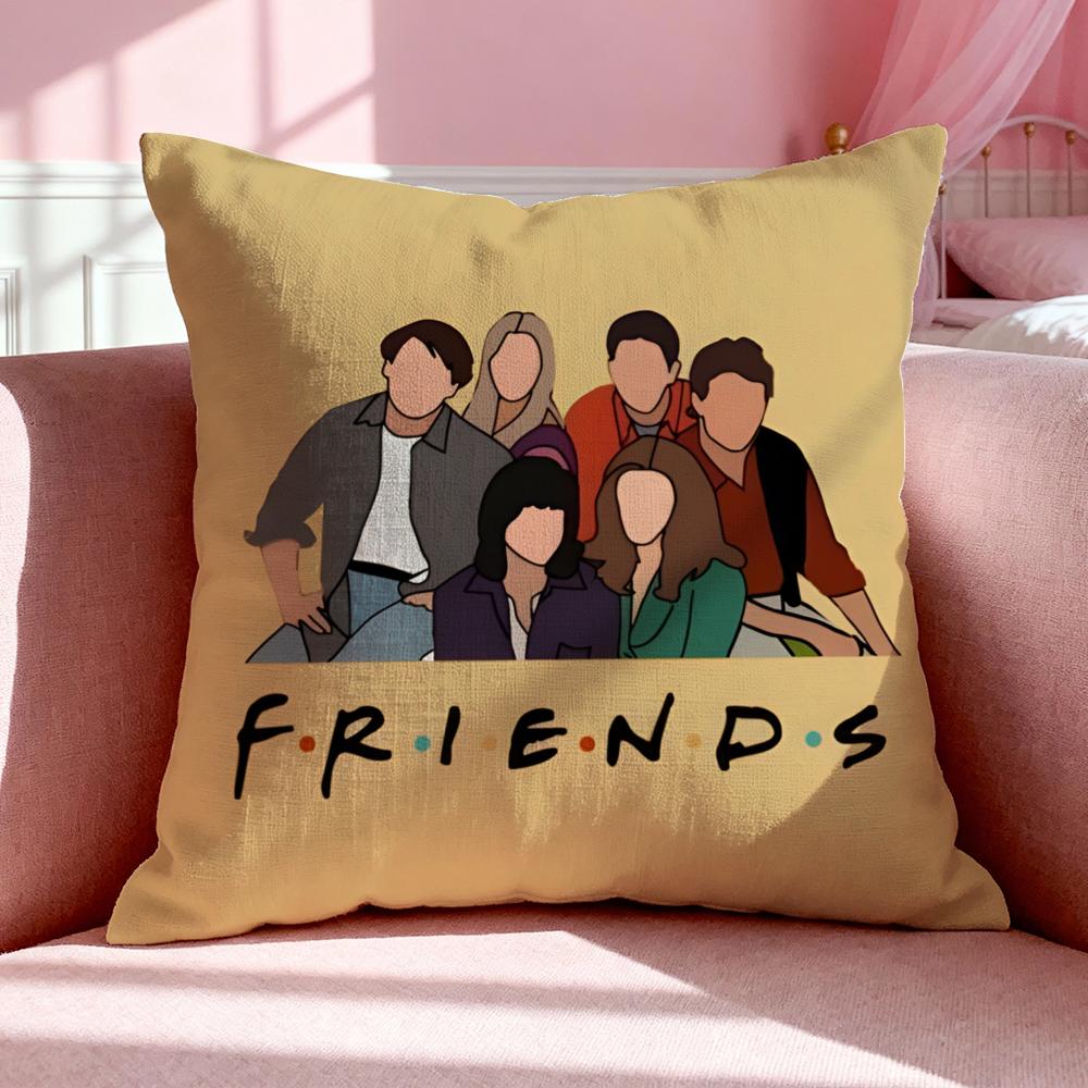 Tv F-Friends Cushion Cover Breathable Linen Pillowcase Summer Odorless Eco-Friendly Invisible Zipper Washable