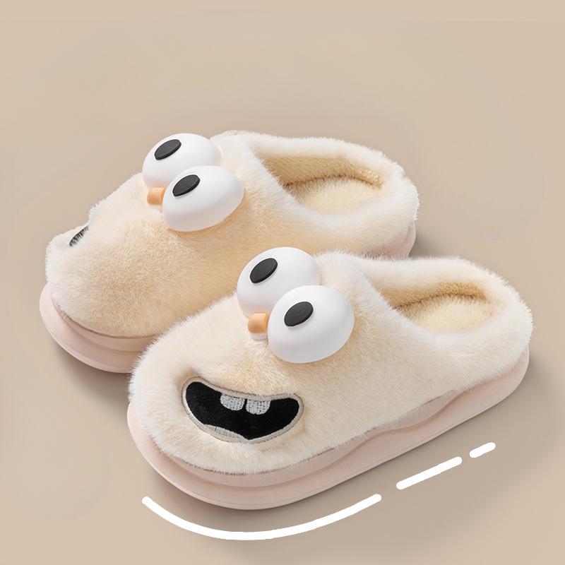 Wear New Anti-slip and Warm Indoor Plush Slippers Over Cotton Shoes