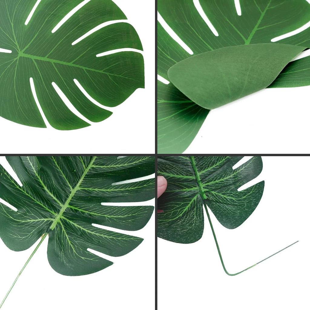 10pcs Hawaii Artificial Palm Leaf Turtle Back Leaf Jungle Beach Theme Party Flower Arrangement Mat Accessories Cup Mat