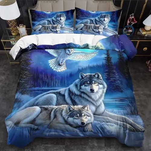 

Wolf Duvet Cover Duvet Cover With Wolf Pattern Suitable For Children Boys Girls And Adults Soft Warm Comfortable And Breathable US King(264*228cm)3pcs