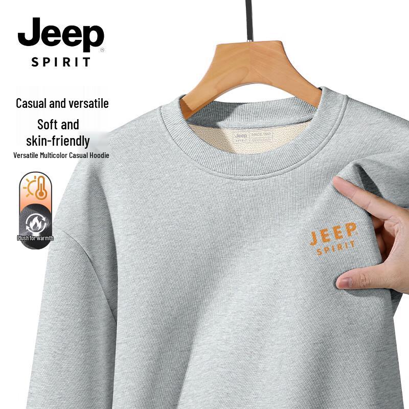 JEEP SPIRIT Men's Fleece-Lined Crew Neck Long Sleeve Sweatshirt