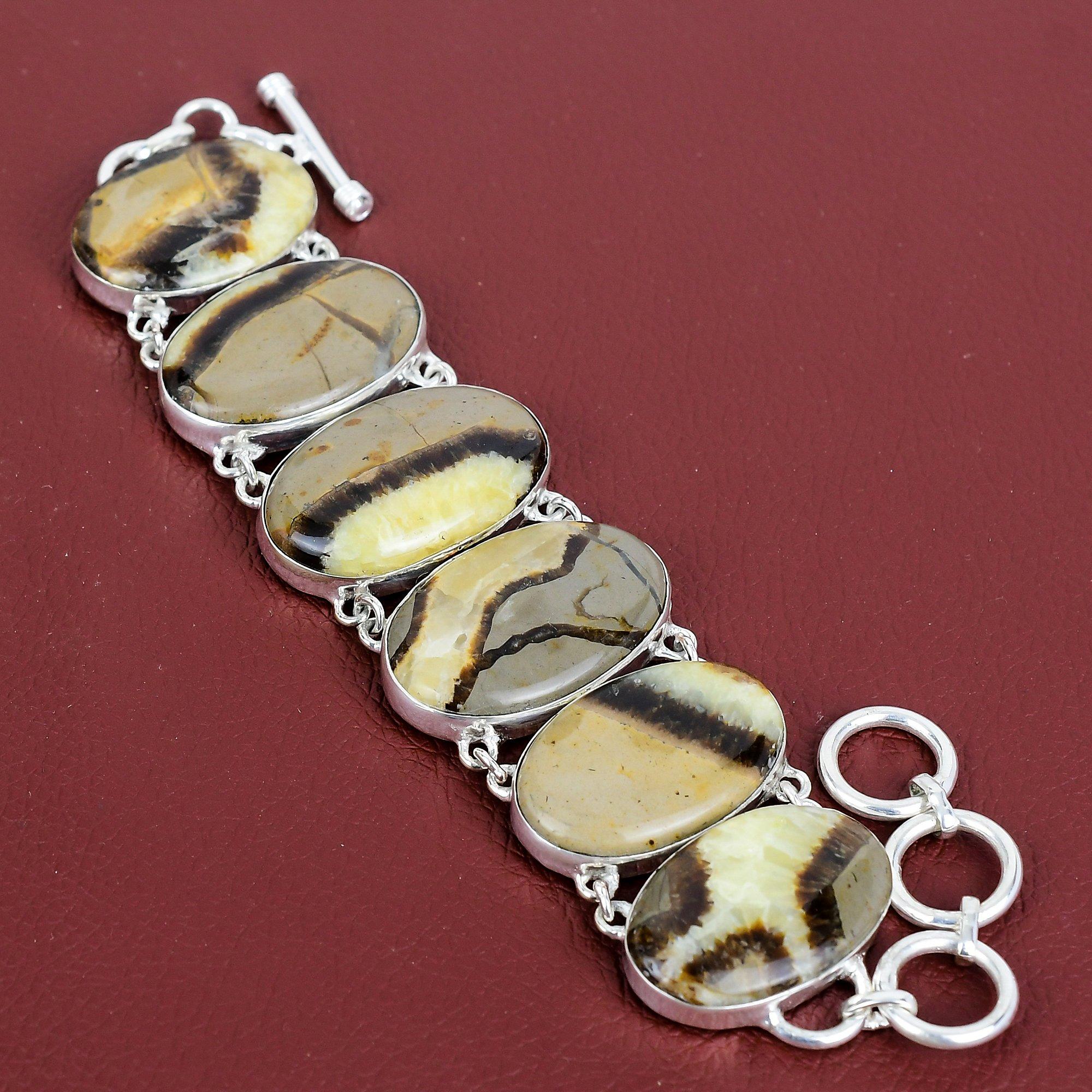 Septarian bracelet natural gemstone bracelet decent jewelry 925 sterling silver bracelet adjustable chain handmade bracelet gifts for women Adjustable
