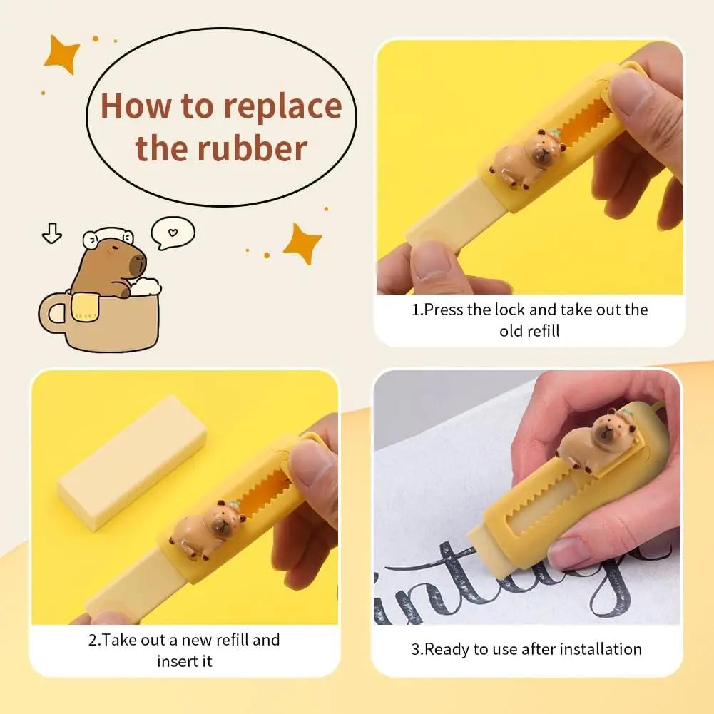 1/24PCS Capybara Eraser Cute Push-Pull Eraser Cartoon Design Student Stationery School Supplies Kawaii Supplies School