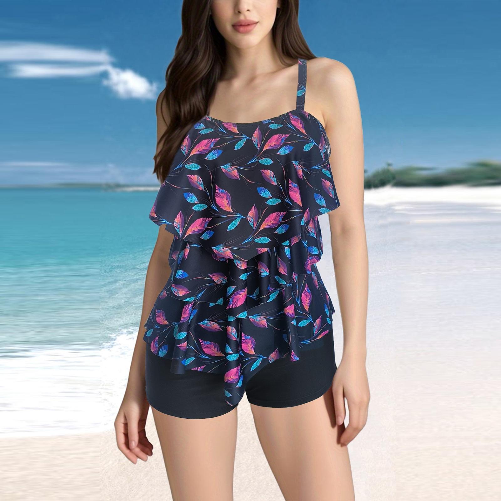 Женский сексуальный купальник с подтяжками и напечатанным раздельным купальником M чёрный