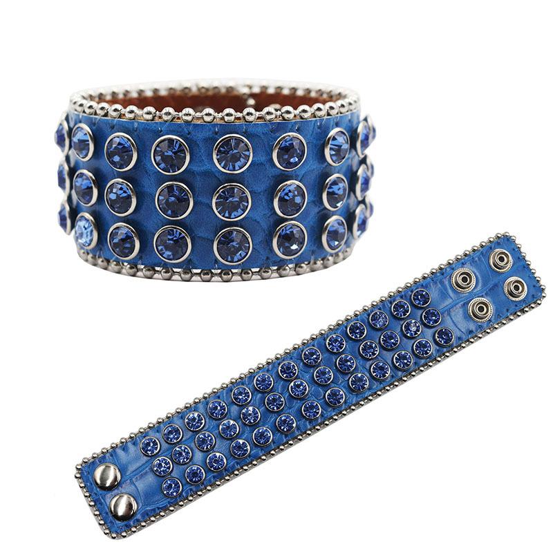 Europäischer und amerikanischer Hip-Hop Strass Armschmuck, Modisches Design Diamantenbesetzter PU-Leder Handschmuck