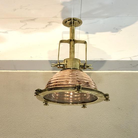 Nautical Marine Wiska Brass, Copper Fluted Cargo Κρεμαστό Φωτιστικό Σετ 2 τεμαχίων