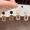 S925 Silver Needle Retro Hong Kong Style Square Diamond Earrings Femininity Fashion Geometric Internet Celebrity Design Earrings